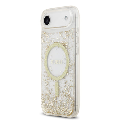 Apple iPhone 17 Air Kılıf Guess Orjinal Lisanslı M-safe Şarj Özellikli Transparan Resin Bottom Kapak Pembe