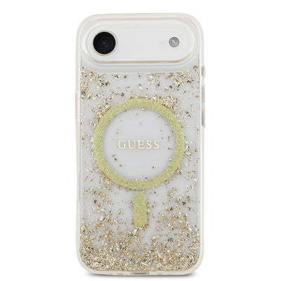 Apple iPhone 17 Air Kılıf Guess Orjinal Lisanslı M-safe Şarj Özellikli Transparan Resin Bottom Kapak Gold