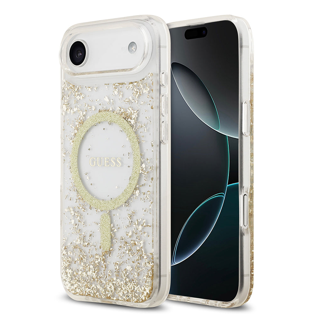 iPhone 17 Air Kılıf Guess Orjinal Lisanslı M-safe Şarj Özellikli Transparan Resin Bottom Kılıf