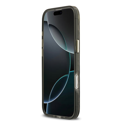 iPhone 17 Air Kılıf Guess Orjinal Lisanslı M-safe Şarj Özellikli Üçgen Logolu Simli Leopar Desenli Kılıf