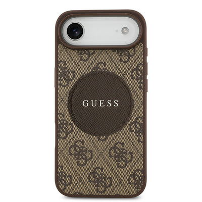 Apple iPhone 17 Air Kılıf Guess Orjinal Lisanslı M-safe Şarj Özellikli Yazı Logolu Circle Classic Kapak  Siyah