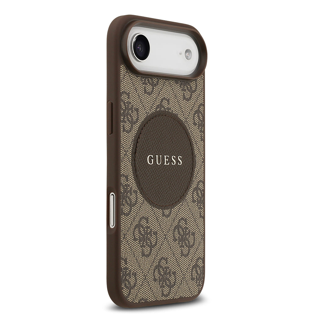 Apple iPhone 17 Air Kılıf Guess Orjinal Lisanslı M-safe Şarj Özellikli Yazı Logolu Circle Classic Kapak  Siyah