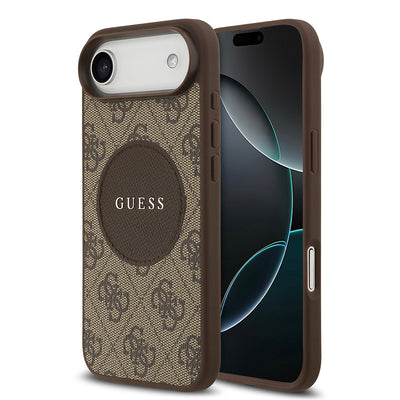 Apple iPhone 17 Air Kılıf Guess Orjinal Lisanslı M-safe Şarj Özellikli Yazı Logolu Circle Classic Kapak  Siyah