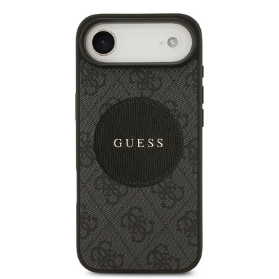 Apple iPhone 17 Air Kılıf Guess Orjinal Lisanslı M-safe Şarj Özellikli Yazı Logolu Circle Classic Kapak  Kahverengi