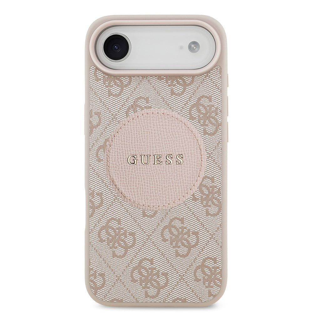 Apple iPhone 17 Air Kılıf Guess Orjinal Lisanslı M-safe Şarj Özellikli Yazı Logolu Circle Classic Kapak  Pembe