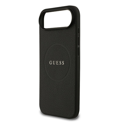 Apple iPhone 17 Air Kılıf Guess Orjinal Lisanslı M-safe Şarj Özellikli Yazı Logolu PU Deri Kapak Siyah