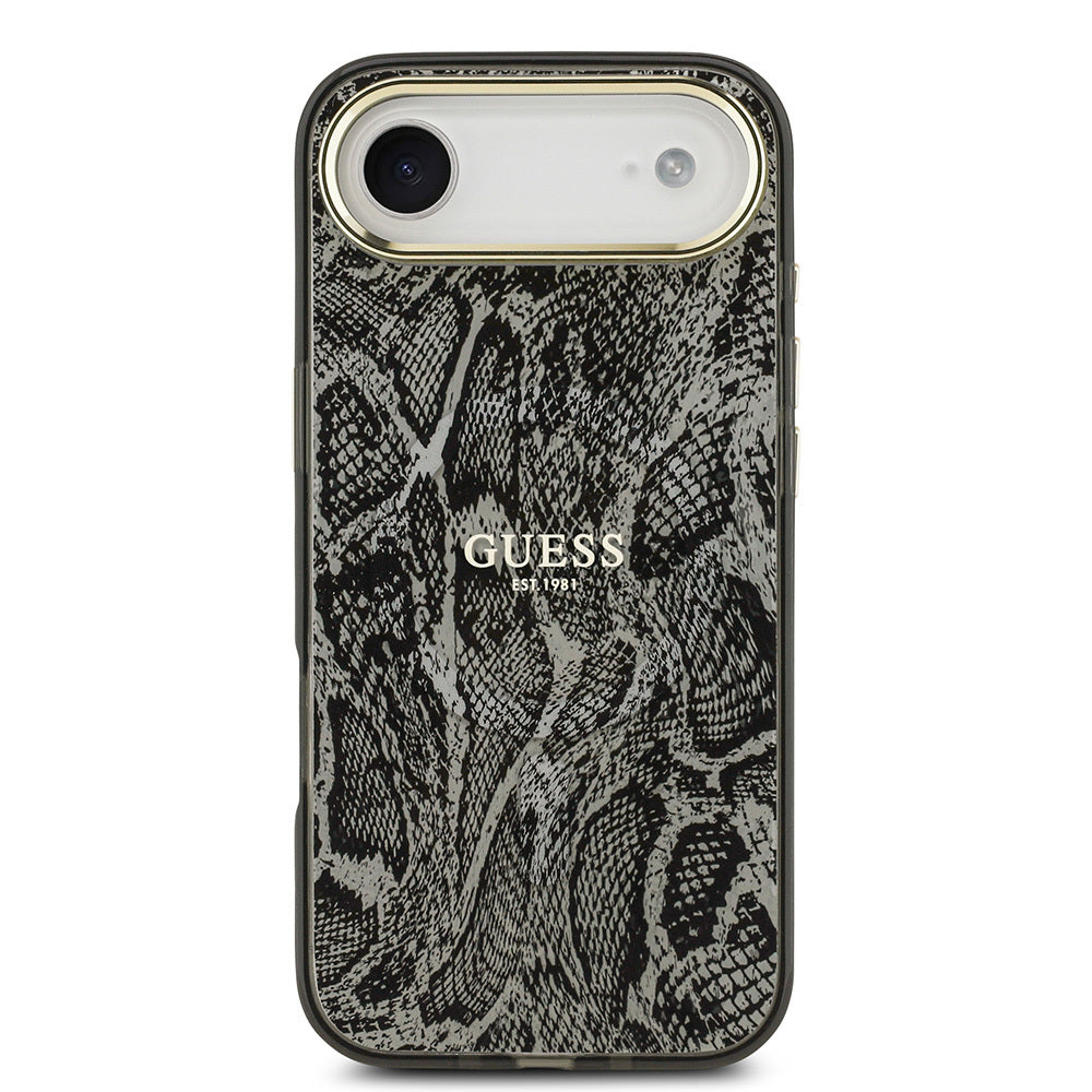iPhone 17 Air Kılıf Guess Orjinal Lisanslı M-safe Şarj Özellikli Yazı Logolu Python Desenli Kılıf
