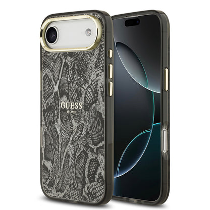 iPhone 17 Air Kılıf Guess Orjinal Lisanslı M-safe Şarj Özellikli Yazı Logolu Python Desenli Kılıf