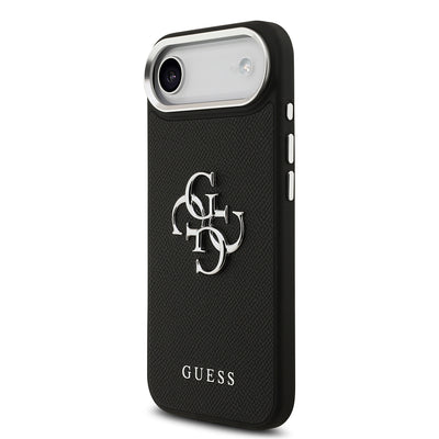 Apple iPhone 17 Air Kılıf Guess Orjinal Lisanslı PU Deri 4G Büyük Metal Logo Dizaynlı Kapak Siyah