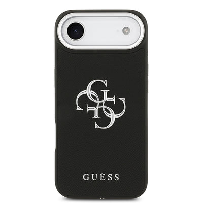 Apple iPhone 17 Air Kılıf Guess Orjinal Lisanslı PU Deri 4G Büyük Metal Logo Dizaynlı Kapak Siyah