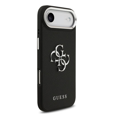 Apple iPhone 17 Air Kılıf Guess Orjinal Lisanslı PU Deri 4G Büyük Metal Logo Dizaynlı Kapak Siyah