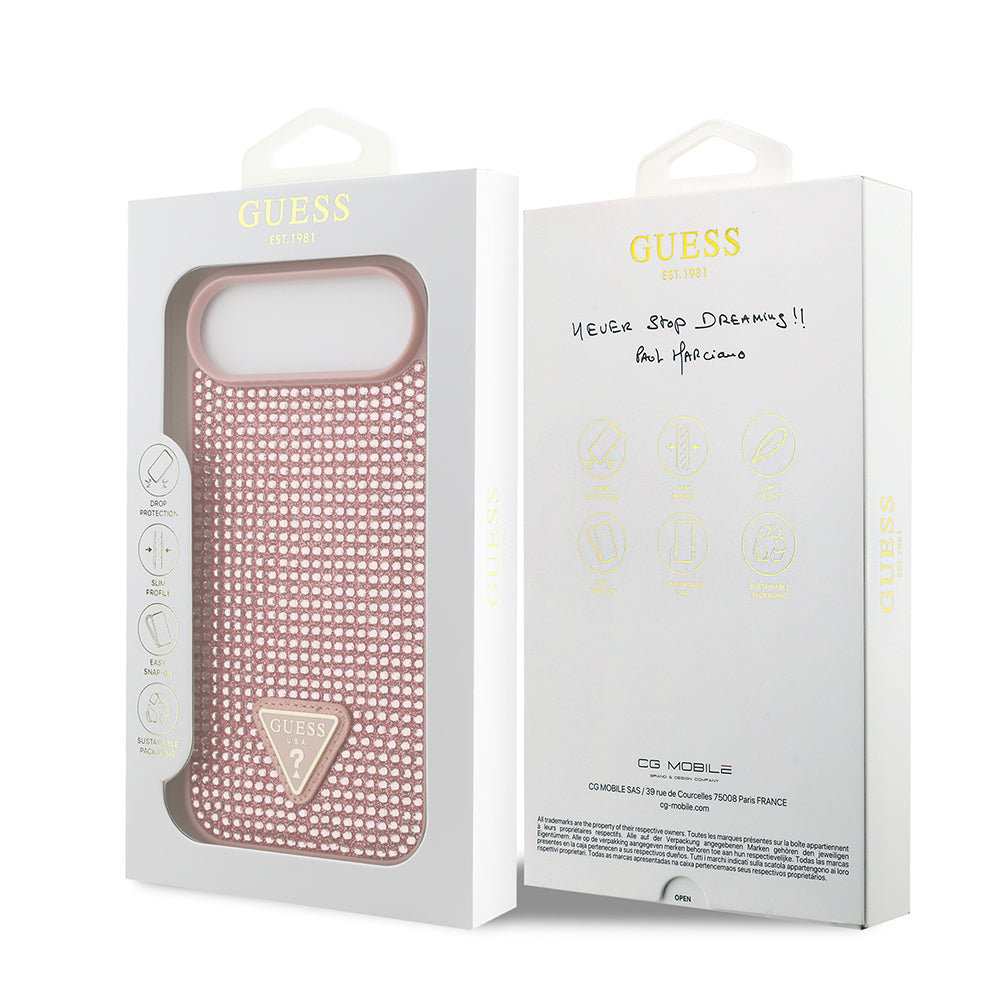 iPhone 17 Air Kılıf Guess Orjinal Lisanslı Taşlı Arka Yüzey Üçgen Logolu Kılıf