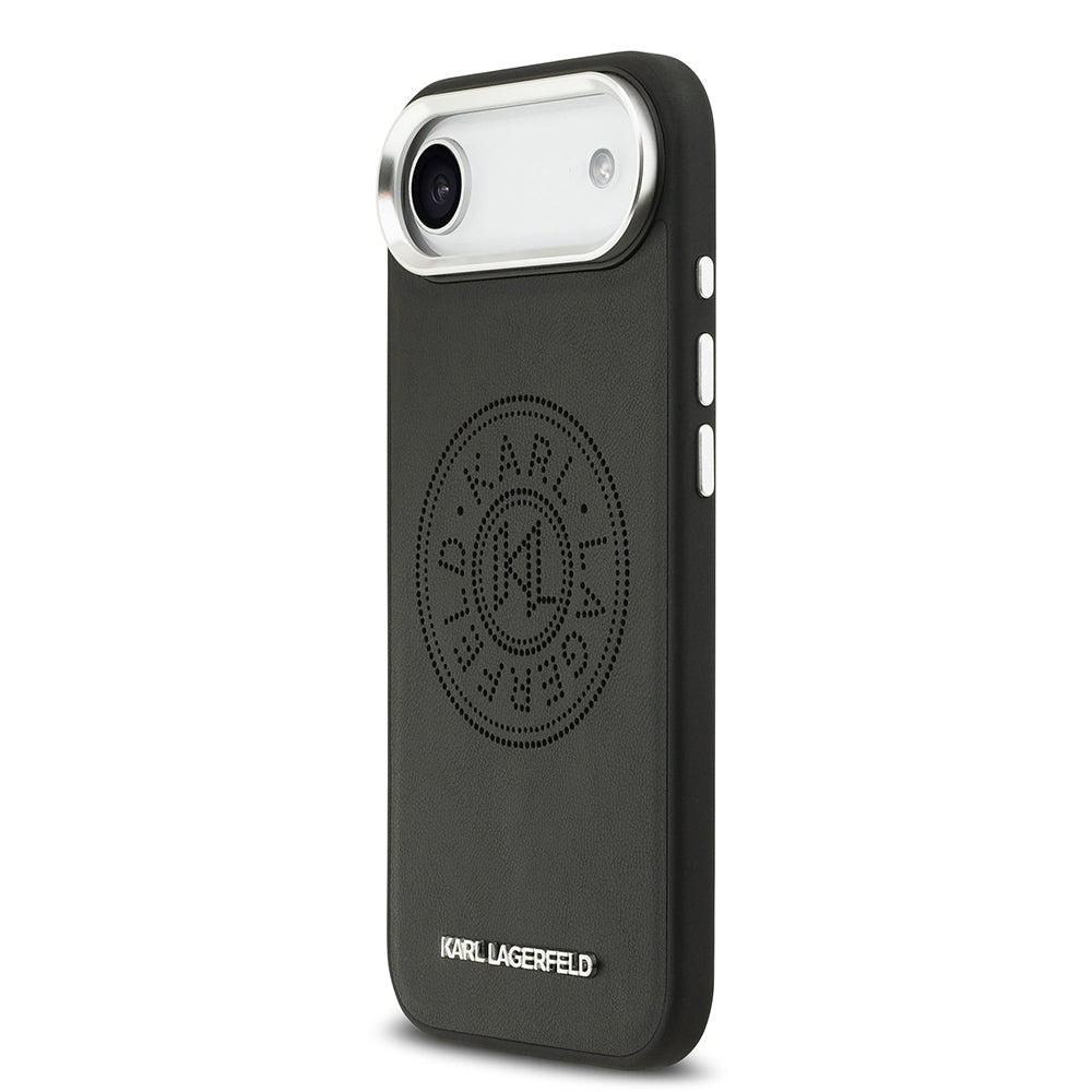 iPhone 17 Air Kılıf Karl Lagerfeld Orjinal Lisanslı M-safe Şarj Özellikli Delikli Tasarım Metal Logolu PU Deri Kılıf