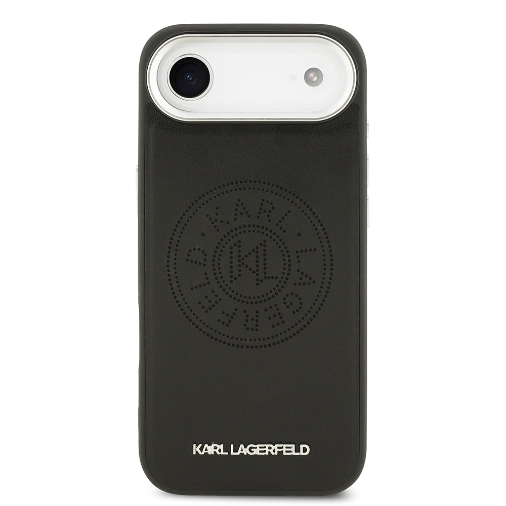 iPhone 17 Air Kılıf Karl Lagerfeld Orjinal Lisanslı M-safe Şarj Özellikli Delikli Tasarım Metal Logolu PU Deri Kılıf
