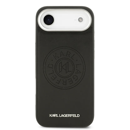iPhone 17 Air Kılıf Karl Lagerfeld Orjinal Lisanslı M-safe Şarj Özellikli Delikli Tasarım Metal Logolu PU Deri Kılıf