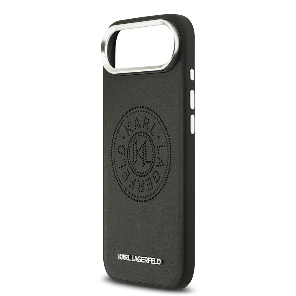 iPhone 17 Air Kılıf Karl Lagerfeld Orjinal Lisanslı M-safe Şarj Özellikli Delikli Tasarım Metal Logolu PU Deri Kılıf