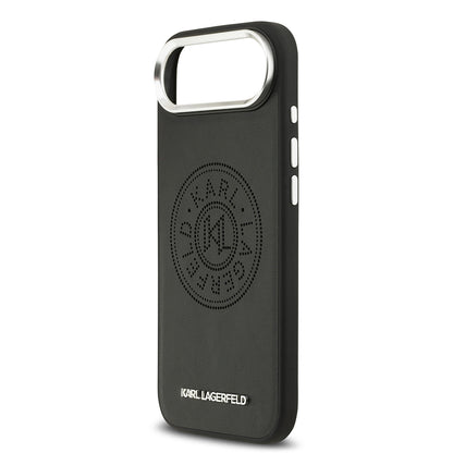 iPhone 17 Air Kılıf Karl Lagerfeld Orjinal Lisanslı M-safe Şarj Özellikli Delikli Tasarım Metal Logolu PU Deri Kılıf