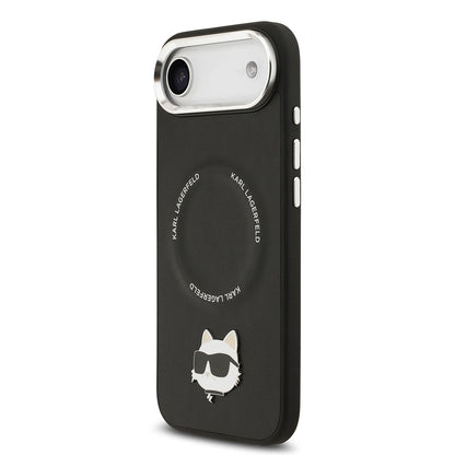 iPhone 17 Air Kılıf Karl Lagerfeld Orjinal Lisanslı M-safe Şarj Özellikli Metal Kamera ve Buton Tasarımlı Choupette PU Deri Kılıf