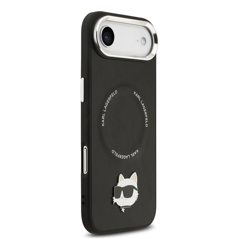 iPhone 17 Air Kılıf Karl Lagerfeld Orjinal Lisanslı M-safe Şarj Özellikli Metal Kamera ve Buton Tasarımlı Choupette PU Deri Kılıf