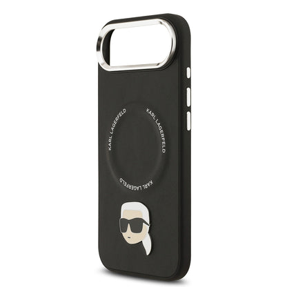 iPhone 17 Air Kılıf Karl Lagerfeld Orjinal Lisanslı M-safe Şarj Özellikli Metal Kamera ve Buton Tasarımlı Karl PU Deri Kılıf