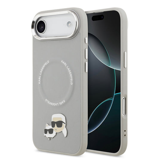 iPhone 17 Air Kılıf Karl Lagerfeld Orjinal Lisanslı M-safe Şarj Özellikli Metal Kamera ve Buton Tasarımlı K&C PU Deri Kılıf