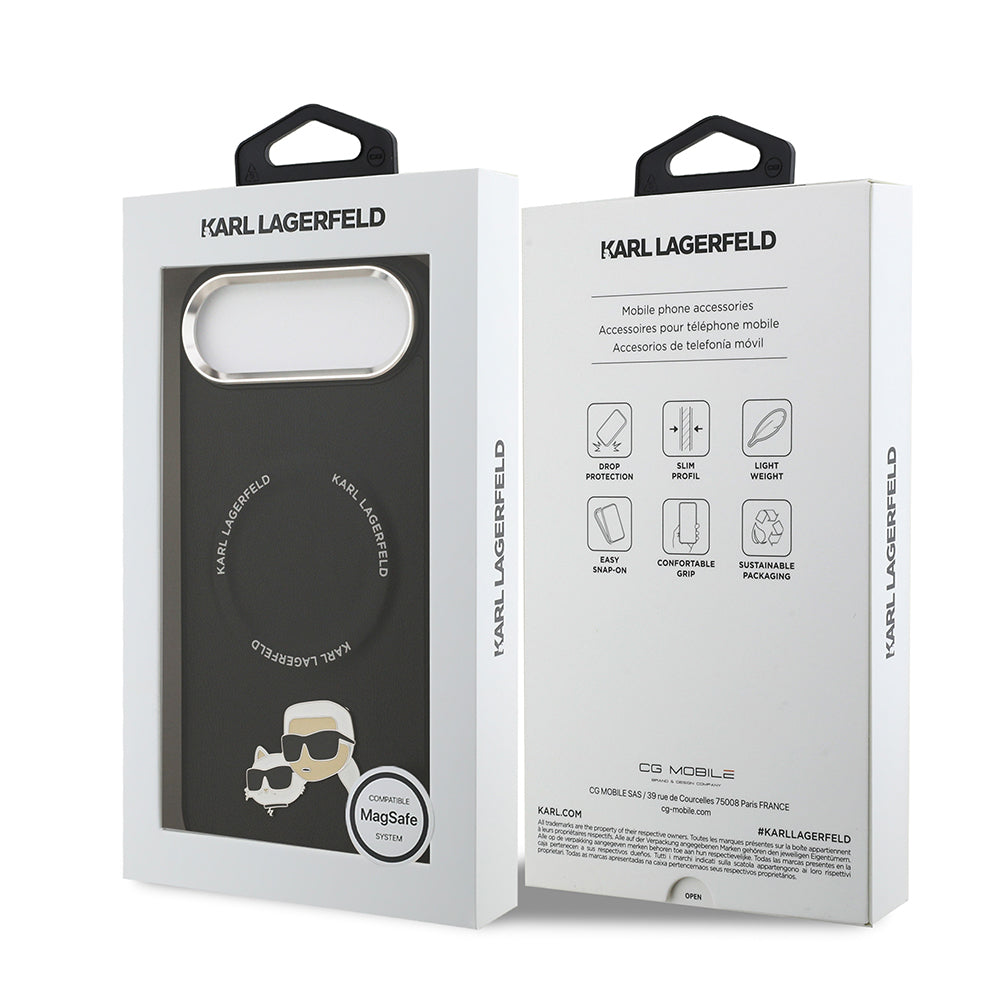 iPhone 17 Air Kılıf Karl Lagerfeld Orjinal Lisanslı M-safe Şarj Özellikli Metal Kamera ve Buton Tasarımlı K&C PU Deri Kılıf