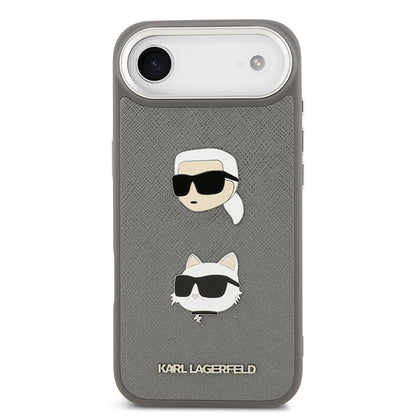 iPhone 17 Air Kılıf Karl Lagerfeld Orjinal Lisanslı Metal Logolu K&C Heads Pin Kılıf