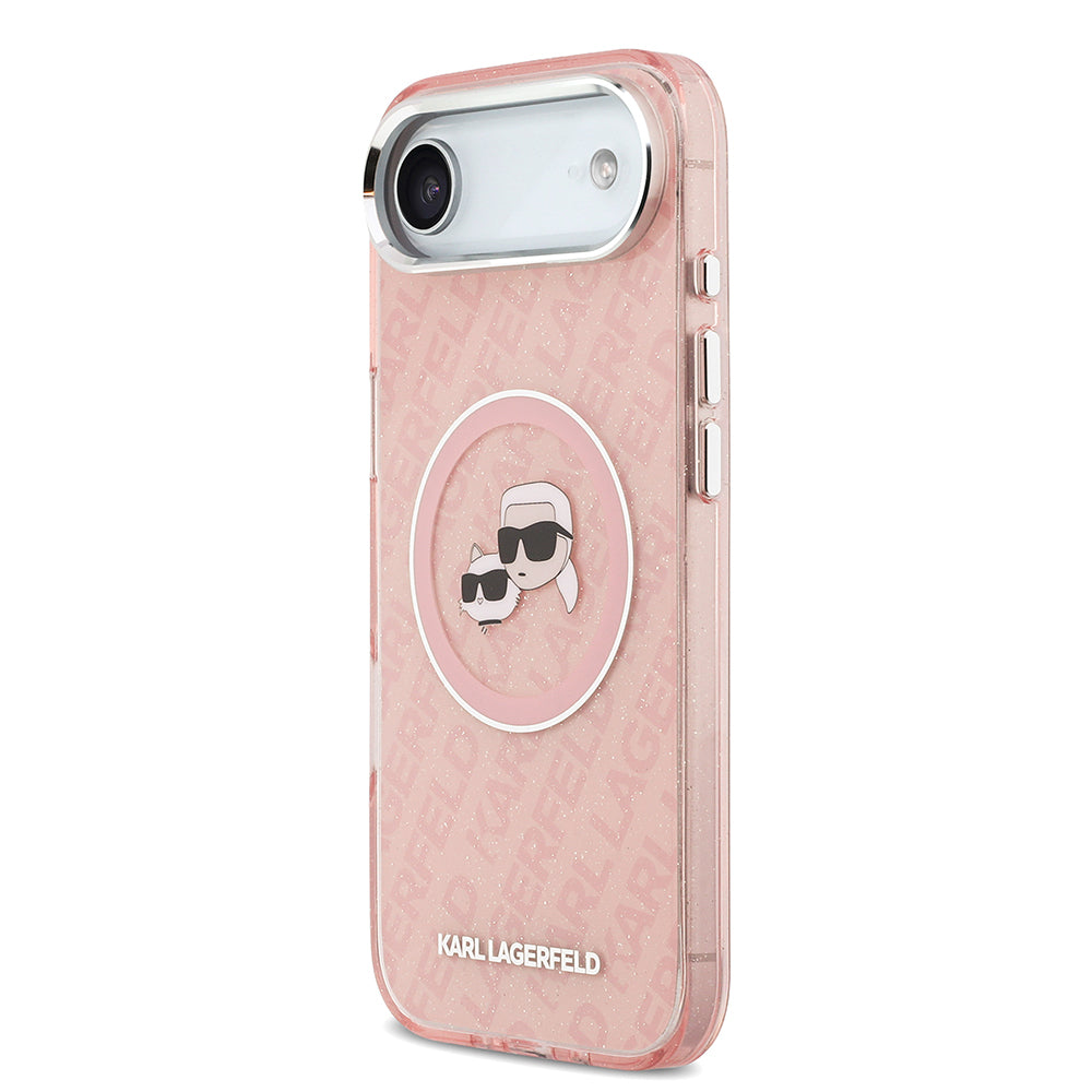 iPhone 17 Air Kılıf Karl Lagerfeld Orjinal Lisanslı Parlayan Simli Karl & Choupette Heads Kılıf