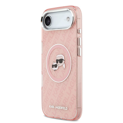 iPhone 17 Air Kılıf Karl Lagerfeld Orjinal Lisanslı Parlayan Simli Karl & Choupette Heads Kılıf