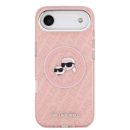iPhone 17 Air Kılıf Karl Lagerfeld Orjinal Lisanslı Parlayan Simli Karl & Choupette Heads Kılıf
