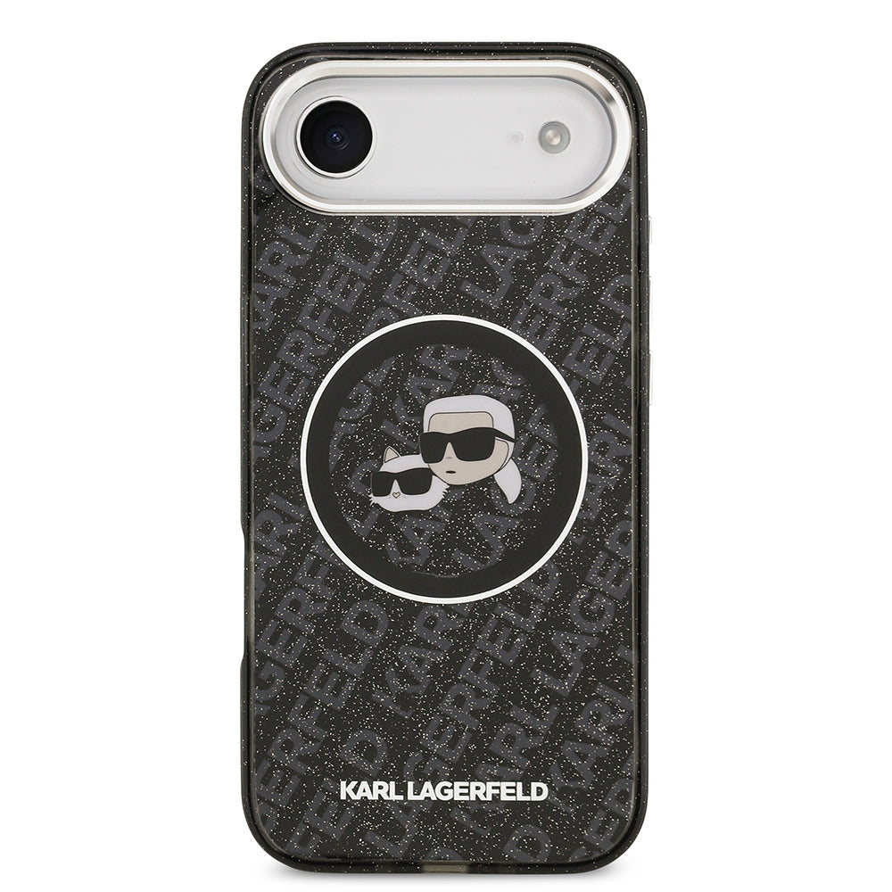 iPhone 17 Air Kılıf Karl Lagerfeld Orjinal Lisanslı Parlayan Simli Karl & Choupette Heads Kılıf