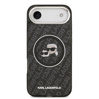 iPhone 17 Air Kılıf Karl Lagerfeld Orjinal Lisanslı Parlayan Simli Karl & Choupette Heads Kılıf