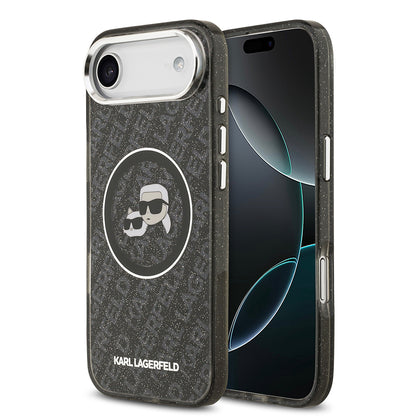 iPhone 17 Air Kılıf Karl Lagerfeld Orjinal Lisanslı Parlayan Simli Karl & Choupette Heads Kılıf