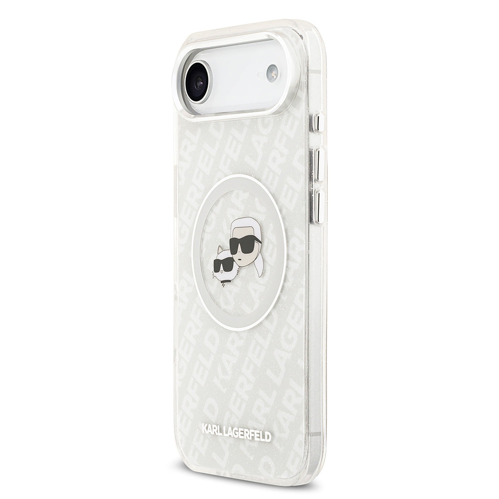 iPhone 17 Air Kılıf Karl Lagerfeld Orjinal Lisanslı Parlayan Simli Karl & Choupette Heads Kılıf