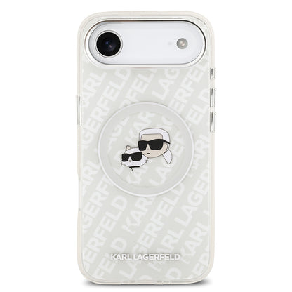 iPhone 17 Air Kılıf Karl Lagerfeld Orjinal Lisanslı Parlayan Simli Karl & Choupette Heads Kılıf