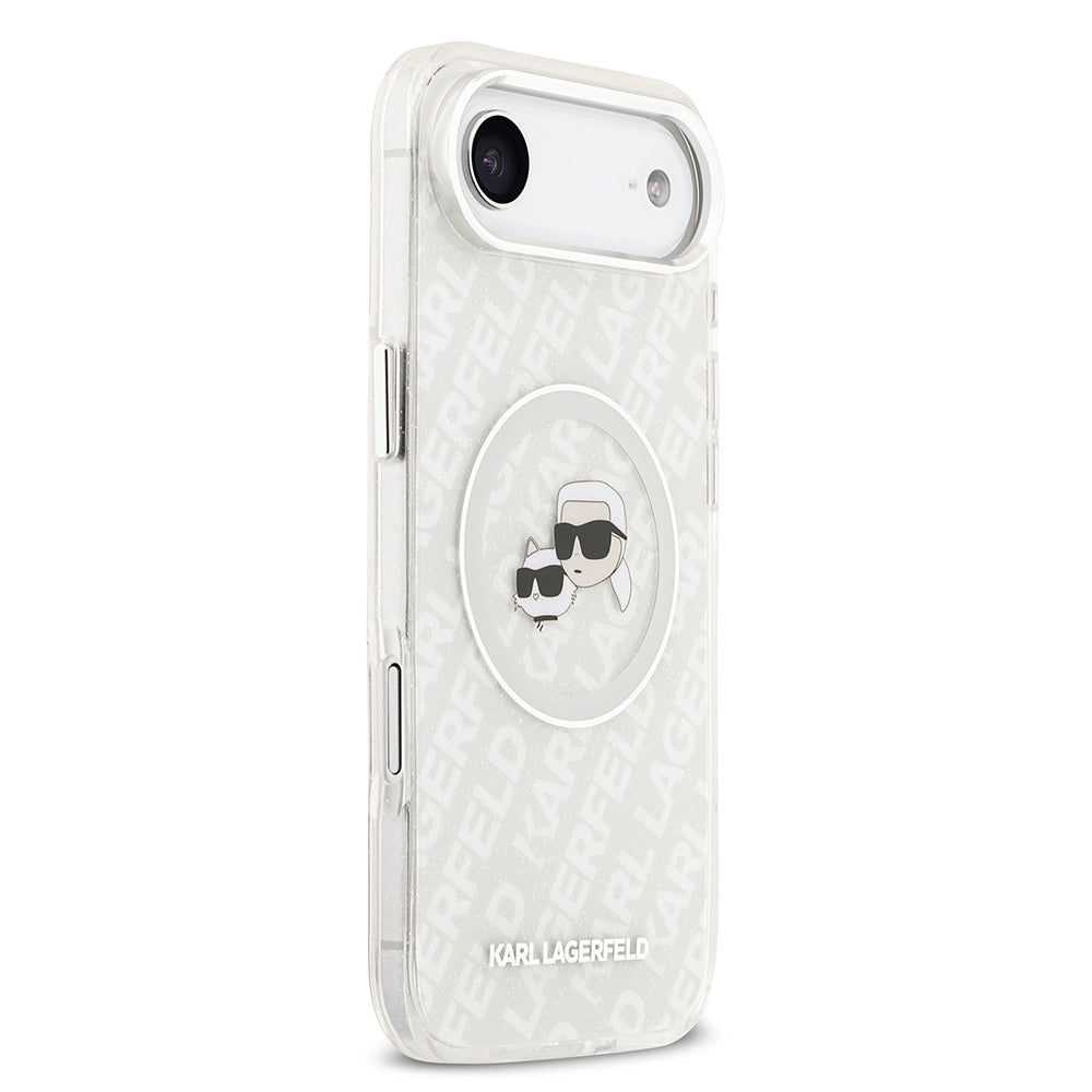 iPhone 17 Air Kılıf Karl Lagerfeld Orjinal Lisanslı Parlayan Simli Karl & Choupette Heads Kılıf