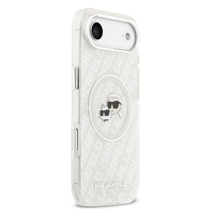 iPhone 17 Air Kılıf Karl Lagerfeld Orjinal Lisanslı Parlayan Simli Karl & Choupette Heads Kılıf