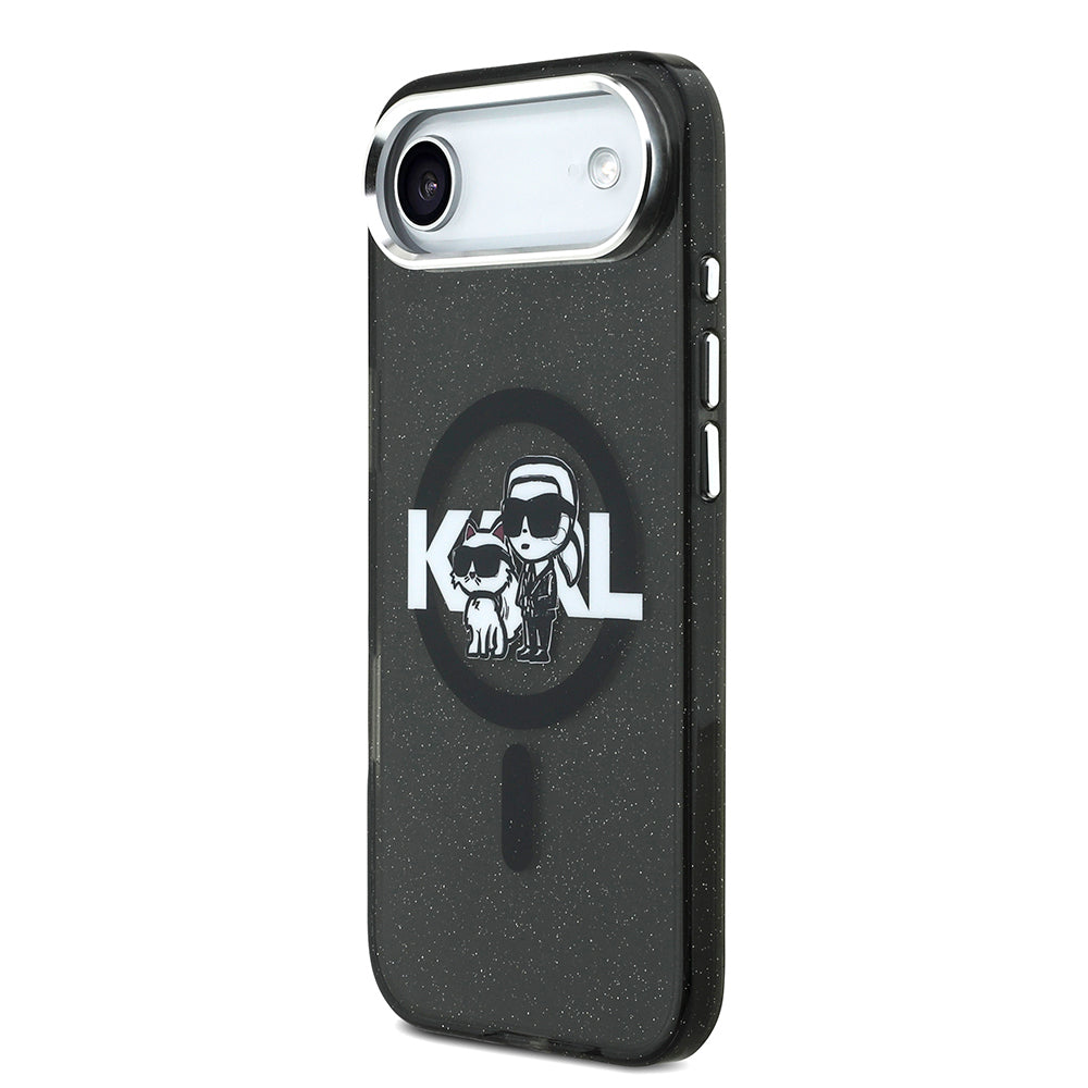iPhone 17 Air Kılıf Karl Lagerfeld Orjinal Lisanslı Parlayan Simli Karl & Choupette Sketch Logo Kılıf