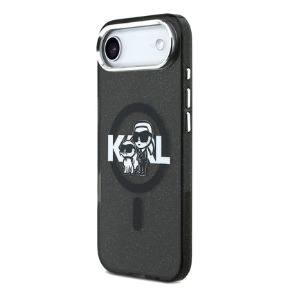 iPhone 17 Air Kılıf Karl Lagerfeld Orjinal Lisanslı Parlayan Simli Karl & Choupette Sketch Logo Kılıf