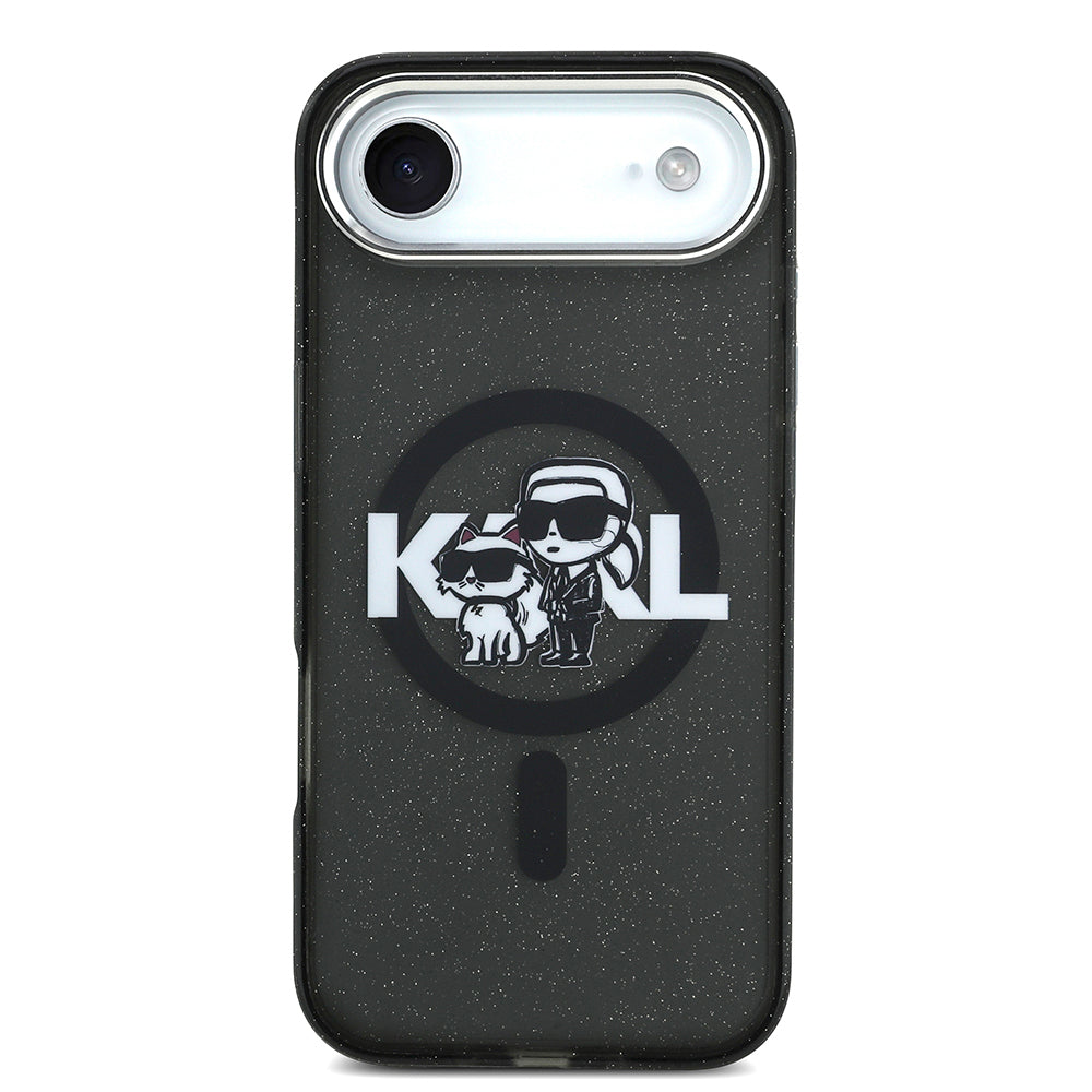 iPhone 17 Air Kılıf Karl Lagerfeld Orjinal Lisanslı Parlayan Simli Karl & Choupette Sketch Logo Kılıf