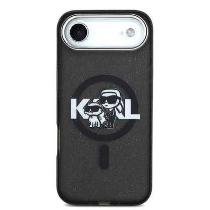 iPhone 17 Air Kılıf Karl Lagerfeld Orjinal Lisanslı Parlayan Simli Karl & Choupette Sketch Logo Kılıf