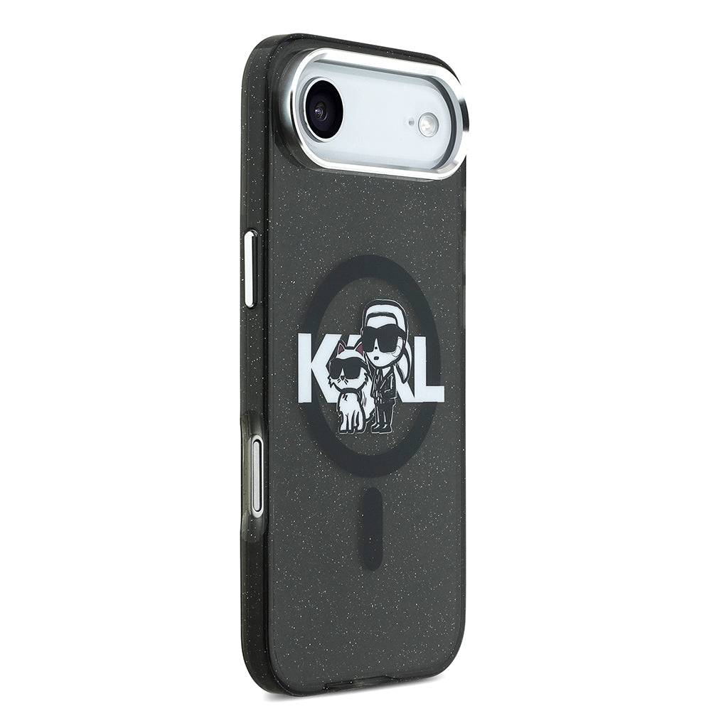 iPhone 17 Air Kılıf Karl Lagerfeld Orjinal Lisanslı Parlayan Simli Karl & Choupette Sketch Logo Kılıf