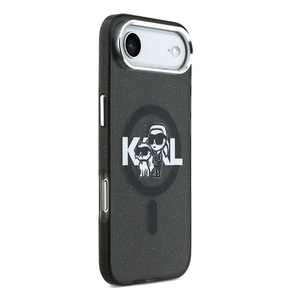 iPhone 17 Air Kılıf Karl Lagerfeld Orjinal Lisanslı Parlayan Simli Karl & Choupette Sketch Logo Kılıf
