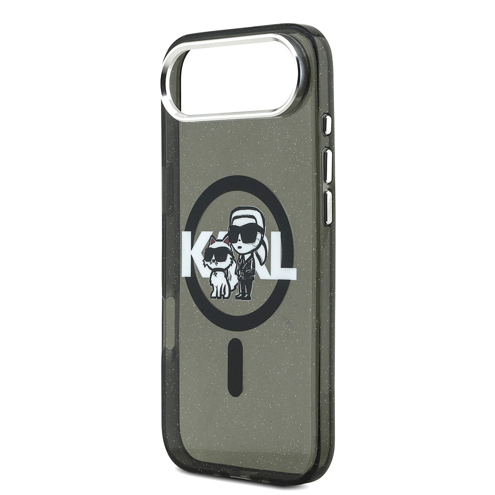 iPhone 17 Air Kılıf Karl Lagerfeld Orjinal Lisanslı Parlayan Simli Karl & Choupette Sketch Logo Kılıf