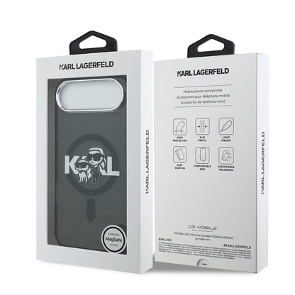 iPhone 17 Air Kılıf Karl Lagerfeld Orjinal Lisanslı Parlayan Simli Karl & Choupette Sketch Logo Kılıf