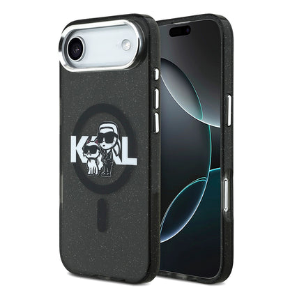 iPhone 17 Air Kılıf Karl Lagerfeld Orjinal Lisanslı Parlayan Simli Karl & Choupette Sketch Logo Kılıf