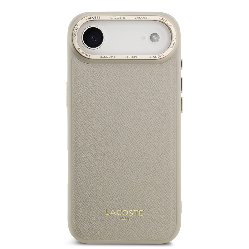 Apple iPhone 17 Air Kılıf Lacoste Orjinal Lisanslı M-safe Şarj Özellikli Champs Elysees PU Deri Tasarımlı Kapak Siyah