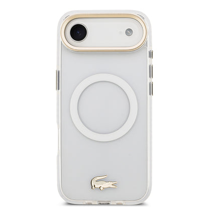 iPhone 17 Air Kılıf Lacoste Orjinal Lisanslı M-safe Şarj Özellikli Gold Timsah Logolu Buzlu Kılıf