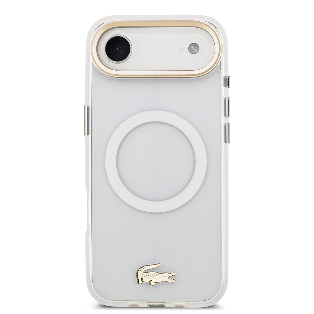 Apple iPhone 17 Air Kılıf Lacoste Orjinal Lisanslı M-safe Şarj Özellikli Gold Timsah Logolu Buzlu Kapak Yeşil