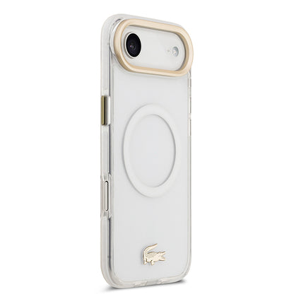 iPhone 17 Air Kılıf Lacoste Orjinal Lisanslı M-safe Şarj Özellikli Gold Timsah Logolu Buzlu Kılıf